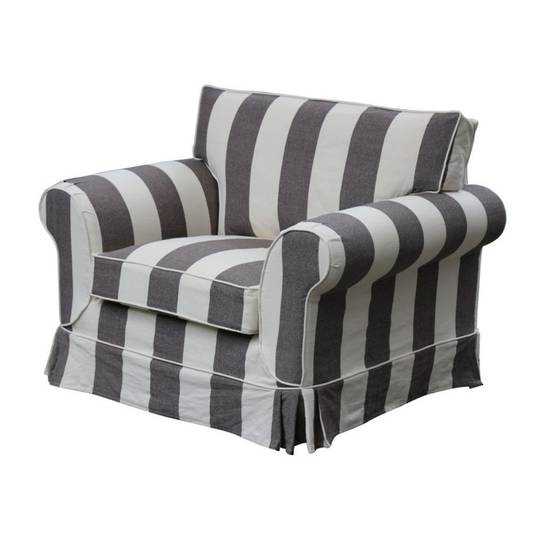 Isla Feather Filled Armchair Striped Dark Grey